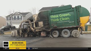 Homes damaged after garbage truck bursts into flames [upl. by Auqinehs232]