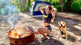 Solo Girl Camping ASMR Cooking Outdoors [upl. by Ehlke]