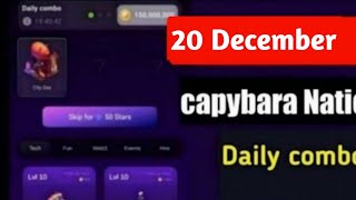 20 December Capybara Nation Daily Combo Card Today  Capybara Nation Airdrop Withdrawal [upl. by Orlan]