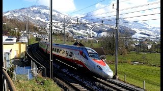 Schöne Aussicht  Steinerberg  Züge auf der GotthardbahnWinter 2017 [upl. by Akimik]