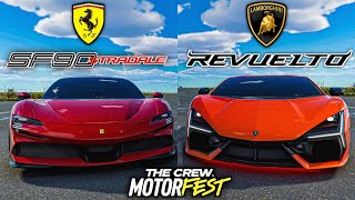 THE CREW MOTORFEST  Ferrari SF90 Stradale vs Lamborghini Revuelto [upl. by Woodley171]