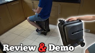 Airwheel Robot Sit On Driveable Motorized Suitcase Review amp Demo [upl. by Moselle]