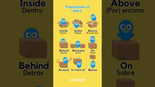 English  Spanish  prepositions of place Preposiciones de lugar [upl. by Arymahs]