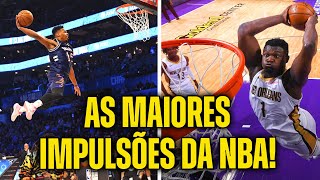 OS 10 JOGADORES COM OS MAIORES SALTOS VERTICAIS DA HISTÓRIA DA NBA [upl. by Yk]