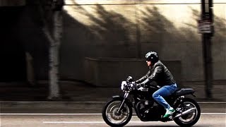 Triumph Thruxton Cafe Racer Downtown LA [upl. by Lyrahc349]