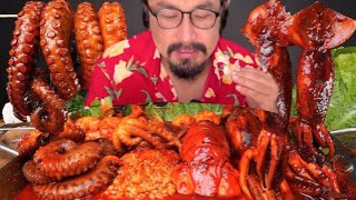 GIANT OCTOPUS 🐙MUKBANG 😜 SEA FOOD MUKBANG  OCTOPUS WITH ENOKI MUSHROOM MUKBANG  EATING SHOW [upl. by Htilil]