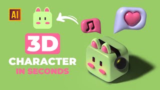 HOW TO MAKE 3D CHARACTER IN SECONDS IN ADOBE ILLUSTRATOR [upl. by Merrill]