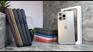 NATURAL TITANIUM iPhone in ALL iPhone 15 Pro Max Cases SILICONECLEARFINEWOVEN CASES [upl. by Arrais]