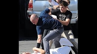 Zac Efron has a bruised and scratched face as he films a fight [upl. by Reisch]