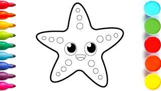 How to draw Starfish for Kids  Easy Drawings for Kids  Simply Kids [upl. by Nyladgam]