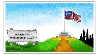 Cara melukis hari kebangsaan  POSTER KEMERDEKAAN MALAYSIA [upl. by Charil]