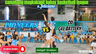 OD GEL BATTERY vs PIONEERS  Samahang Magkakapit bahay basketball league s feliciano [upl. by Aihtela505]