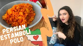 Making Persian Food  Estamboli Polo Tomato Rice  Mahsa Hammat Bahary [upl. by Asemaj657]