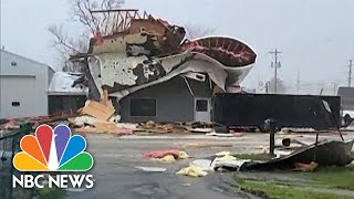 Videos show tornadic winds in Illinois possible tornado in Iowa [upl. by Ahtabat]