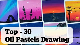 30 Easy Oil Pastels Drawing for Beginners  Nature Drawing for Beginners  Naveen Art  menggambar [upl. by Cosmo54]