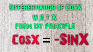 Differentiation of CosX wrt X from 1st Principle  Satish Kumar YD  Ydstechnovate [upl. by Collen]