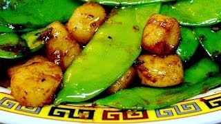 Stir Fry  Baby Scallop with Snow Peas in Oyster Sauce [upl. by Blaze]