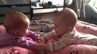 Twin babies talk and hold hands for the first time [upl. by Jaeger113]