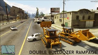 GTA V DOUBLE BULLDOZER RAMPAGE [upl. by Auoy54]