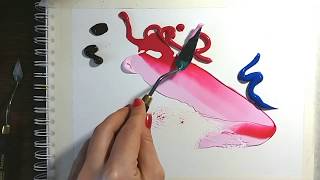 Pictura abstracta in Acrilice pe hartie  How to paint Abstract acrylic painting knife [upl. by Clorinda]