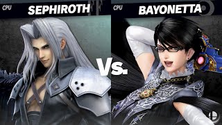 Super Smash Bros Ultimate  Sephiroth Vs Bayonetta [upl. by Euqinomahs]