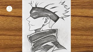 How to draw anime step by step  Easy Gojo Satoru drawing  How to draw for beginners [upl. by Pompei]