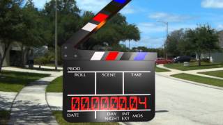 clapperboard 3D ANIMATION 1080p s01r01 green screen comp [upl. by Eimmas]