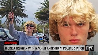 MacheteWielding Trumper Threatens Voters At Polling Station [upl. by Calvina941]