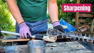 Hand Sharpening Stihl Hedge Trimmer Blades for the Kombi Tool  Stripping it Down amp Building it Back [upl. by Chastain]