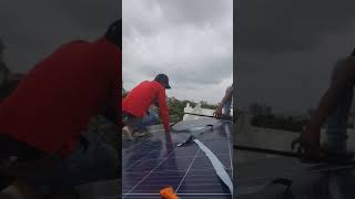 Sealing solar panels gap with SIKA multiseal T tape [upl. by Amaj]