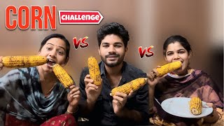 Eating corn challenge with my mom and sister foodchallenge funny youtube [upl. by Clywd91]