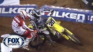 Mike Alessi Wrecks Broc Tickle  Atlanta Supercross 2014 [upl. by Jacobson]