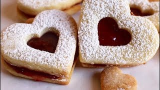 LINZER HEART COOKIES  Valentines Day Cookies Recipe [upl. by Asiled296]