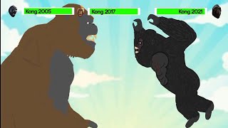 DC2 Kong 2005 vs Kong 2017 vs Kong 2021  ANIMATION with healthbars [upl. by Gisela]