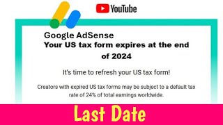 How to Submit Tax Information in Google Adsense  Last Date [upl. by Yrehc]