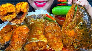 MASSIVE FISH FEAST BIG FISH CURRY FISH FRY BASMATI RICE ASMR MUKBANG Eating Sounds [upl. by Ingalls]