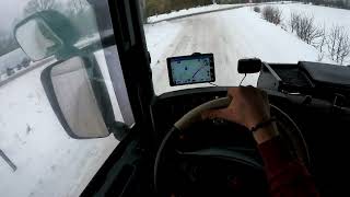 POV Driving Scania R450 Streamline Latvia in winter [upl. by Rolyt]