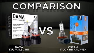 DAMA KLV LED KIT vs Osram H11 halogen light comparison amp DIY Audi B8 A4 [upl. by Adlih]