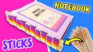 NOTEBOOK WITH STICKS  Binding Piano  DIY Back to School  aPasos Crafts DIY [upl. by Idnak]