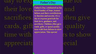 Fathers day  short essay on fathers day  10 lines on fathers day [upl. by Dun]