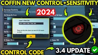 WORLD NO1 BEST SENSITIVITY ✅  COFFIN 34 SENSITIVITY 2024  BGMI  PUBG MOBILE [upl. by Aniger892]