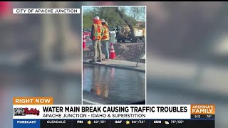 Busy intersection closed in Apache Junction due to water main break [upl. by Leunamnauj]