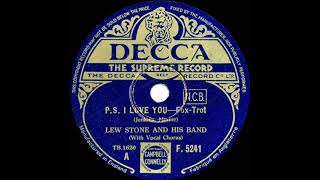 1934 Lew Stone  PS I Love You Alan Kane vocal [upl. by Orelle]