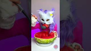 Wie essen Katzen Wassermelonen 🍉 [upl. by Cressida]