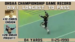 WGH Classic Moments  OHSAA Championship Game Record  Div1 Longest TD Pass  1990 84 yrds [upl. by Ecirehs121]