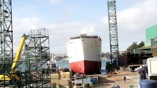 Launch new Dr Fridtjof Nansen at the Spanish shipyard Astilleros Gondan Shipyard [upl. by Glover]