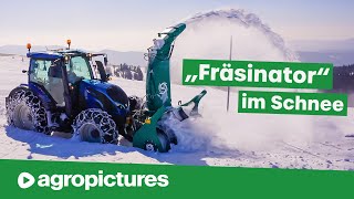 NG Green Fräsinator Schneefräse mit Valtra N174 im Winterdienst  Agropictures Technik Check [upl. by Ameyn]