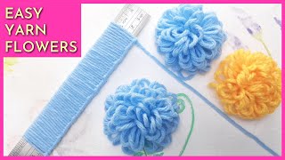 HOW TO MAKE YARN FLOWERS USING A RULER  DIY WOOL FLOWERS [upl. by Sweyn371]