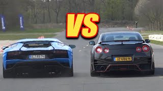 NISSAN GTR R35 vs LAMBORGHINI AVENTADOR  DRAG RACE [upl. by Winton]