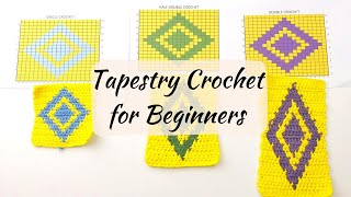 Tapestry Crochet for Beginners Row by Row Crochet Tutorial with SC HDC and DC stitches [upl. by Oler]